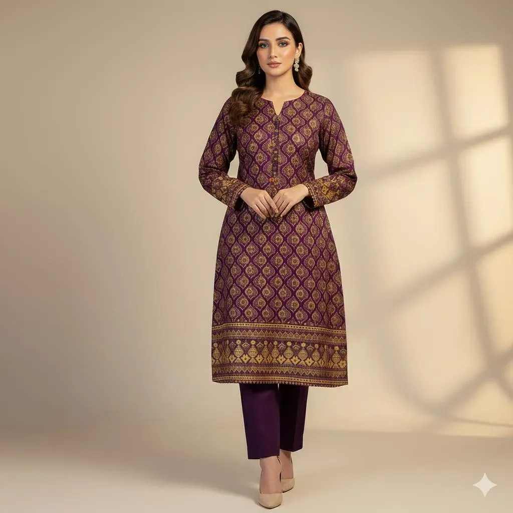 2 pics Women's Unstitched block printed Suit (cotton silk)