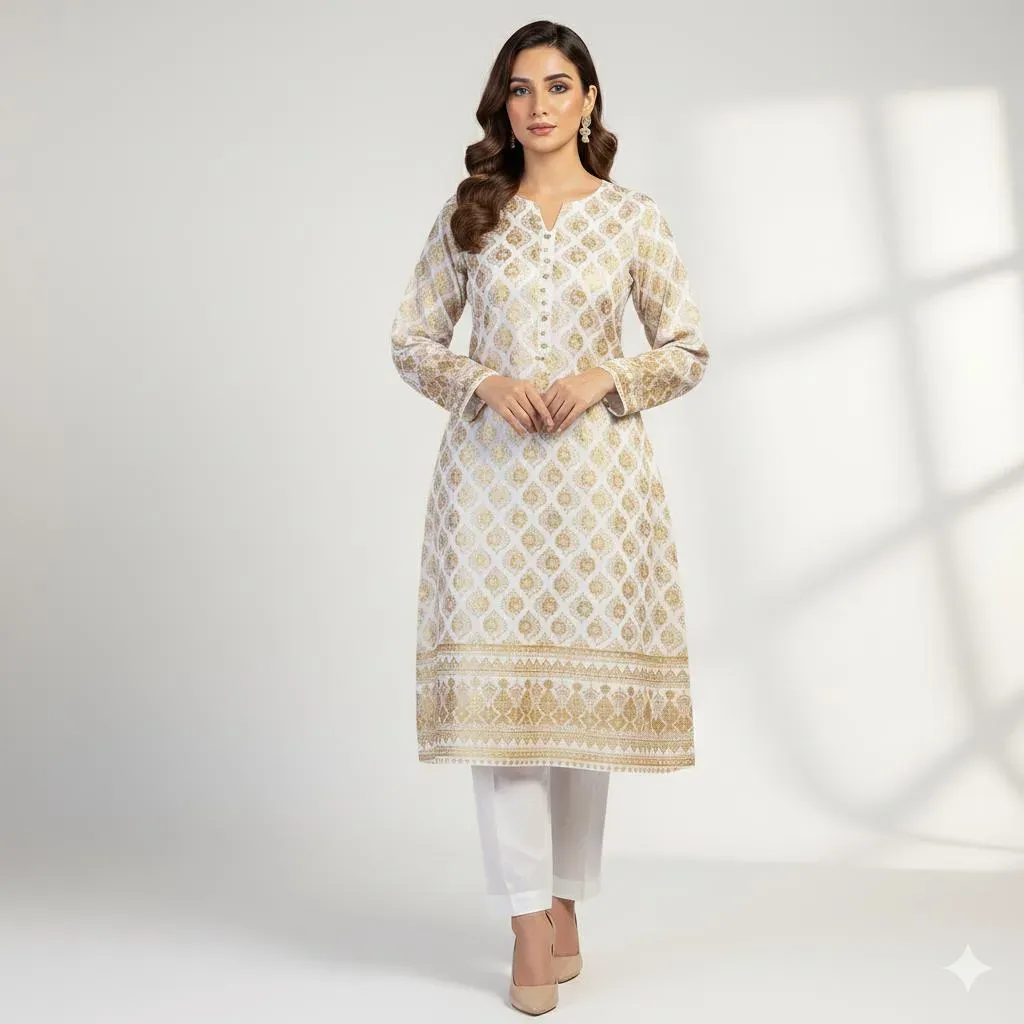 2 pics Women's Unstitched block printed Suit(cotton silk)