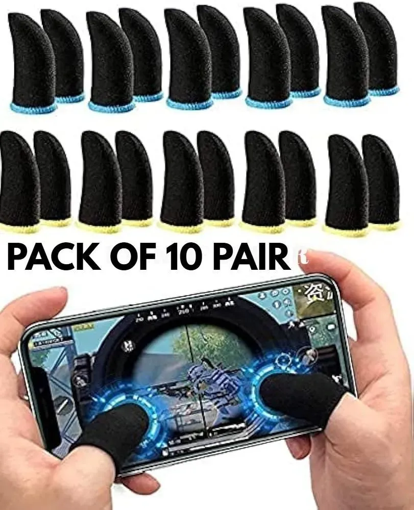 10PAIR 20PCS Thumb Sleeve Black Finger Sleeves New Pubg Thumb Gloves Mobile Gaming Finger Sleeves Gloves For Gaming Free Fire Pubg